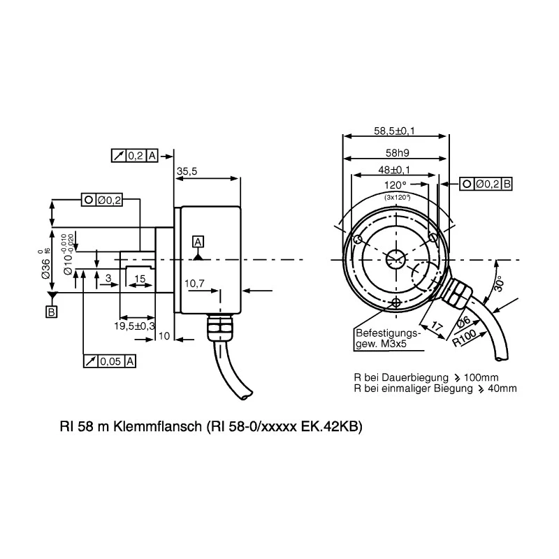 Kubler RI58-O Series Incremental Encoder 30V dc 5000 ppr Push Pull Signal Solid Shaft 10 mm RS0550178