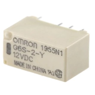 Omron Ultra-Miniature PCB Signal Relay, 12V DC Coil, 2A Switching Current, DPDT Contact Configuration G6S-2-Y DC12