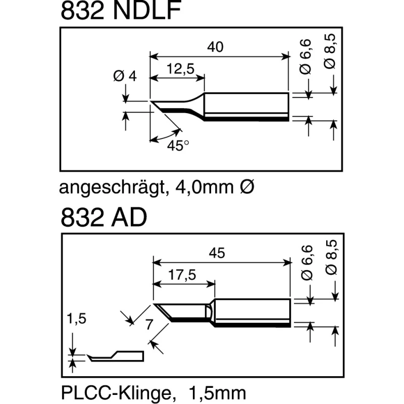 Ersa 1.5 x 7 mm Knife 45 mm Soldering Iron Tip for Multi-Pro, Multi TC, Power Tool, PTC 70, Multi-Sprint 832AD