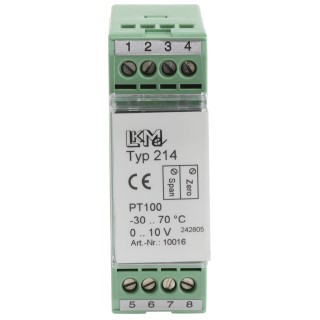 LKMelectronic Temperature Transmitter PT100 Input 0 to 10 V Output 35V Supply Voltage LKM 214/1