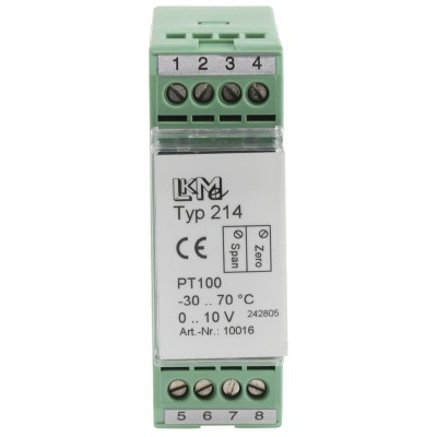 LKMelectronic Temperature Transmitter PT100 Input 0 to 10 V Output 35V Supply Voltage LKM 214/1