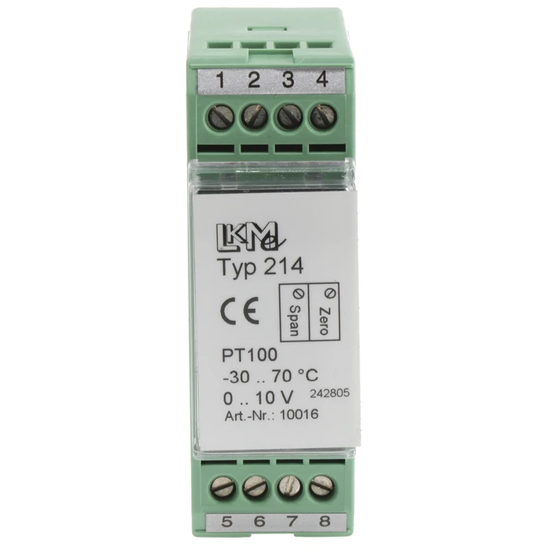 LKMelectronic Temperature Transmitter PT100 Input 0 to 10 V Output 35V Supply Voltage LKM 214/1