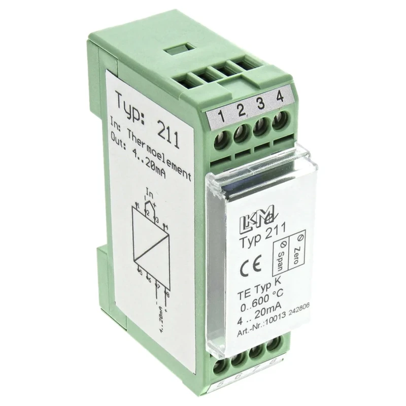 LKMelectronic Temperature Transmitter Thermocouple Input 4 to 20 mA Output 35V, -40°C to 85°C LKM 211/K1