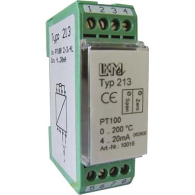 LKMelectronic Temperature Transmitter PT100 Input 4 to 20 mA Output 35V Supply Voltage LKM 213/4