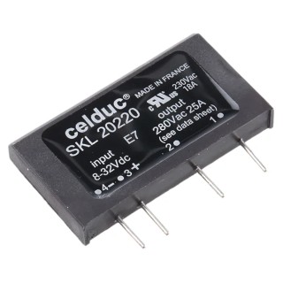 Celduc Solid State Relay SKL20220, 25 A Load, PCB Mount, 280 V Load, 32 V Control SKL20220