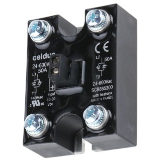 Celduc SC Series Solid State Relay 50 A Load 600 V AC Load Panel Mount Thyristor Output SCB865300