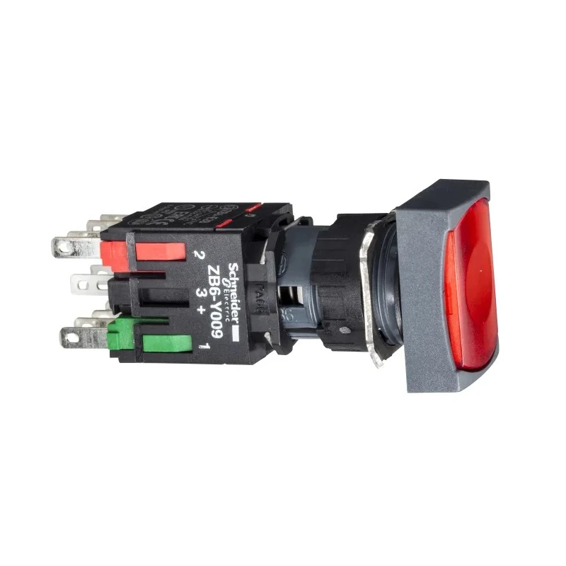 Schneider Electric Harmony XB6 Series Illuminated Push Button Switch, Latching, Panel Mount, 16 mm Cutout, SPST XB6DF4B2B