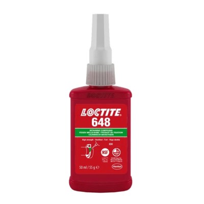 Loctite Green High Strength Retaining Compound Urethane Methacrylate Liquid Bottle 50 ml, Operating -55°C to LOCTITE® 648