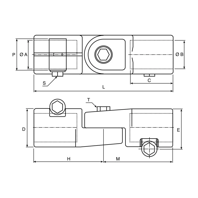 Rose+Krieger Hinge Clamp Connecting Component for 50 mm Strut Profile and 50.2 mm Round Tube M10 Thread 185000000200