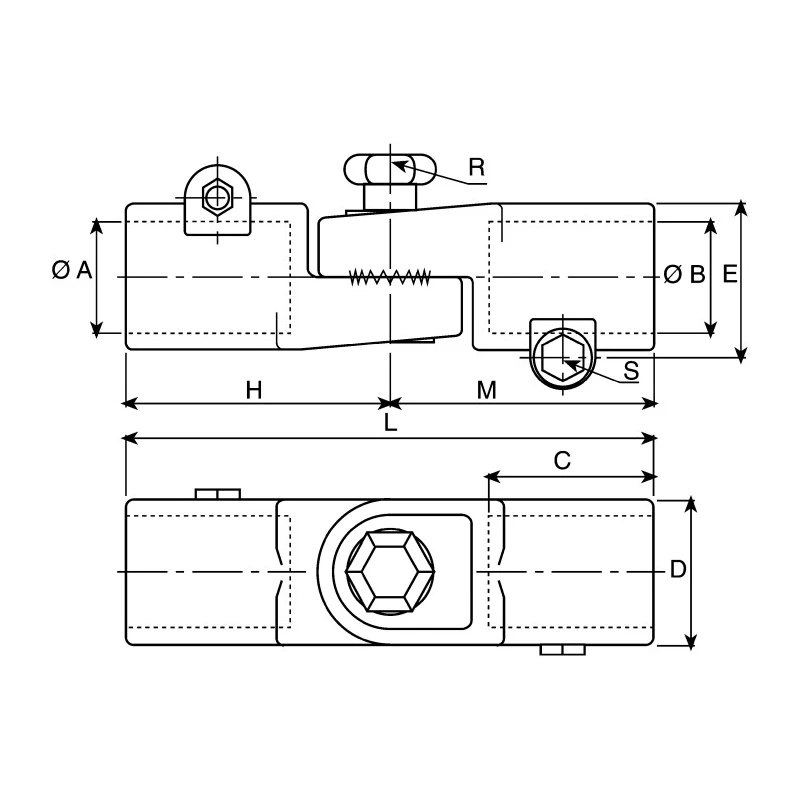 Rose+Krieger Die Cast Aluminium 40mm Length M10 Hinge Clamp Connecting Component Strut Profile 30 mm Model 183000050200