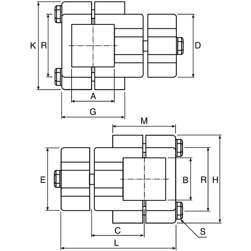 Rose+Krieger Connecting Component Cross Clamp M10, Strut Profile 40 mm, Round Tube Size 40.3 mm 104000050200