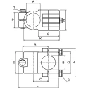 Rose+Krieger Connecting Component Cross Clamp, Strut Profile 40 mm, Round Tube Size 40.3 mm, Die Cast Aluminium 104000050200