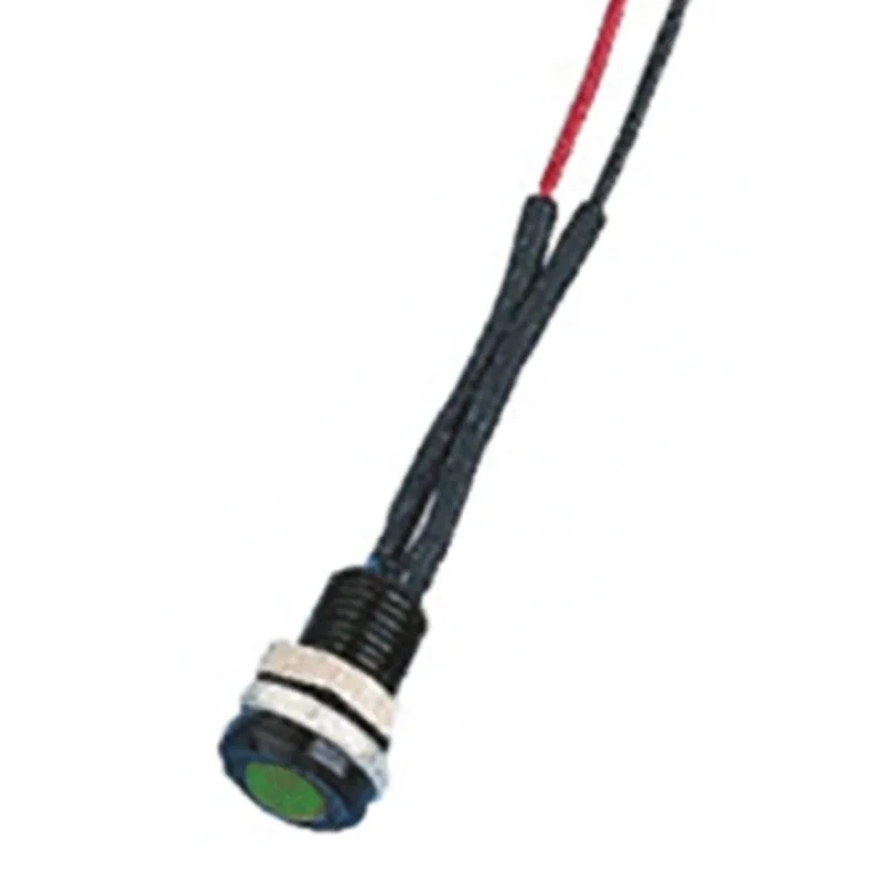 Oxley LED Green Panel Mount Indicator 6.4 mm Mount Hole Size, Flying Lead Termination, IP66 Sealed OXL/CLH/63/24AC/FL30/GN