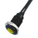 Oxley LED Yellow Panel Mount Indicator 10.2 mm Mount Hole Size Flying Lead Termination IP66 230V AC OXL/CLH/100/230/FL30/YW