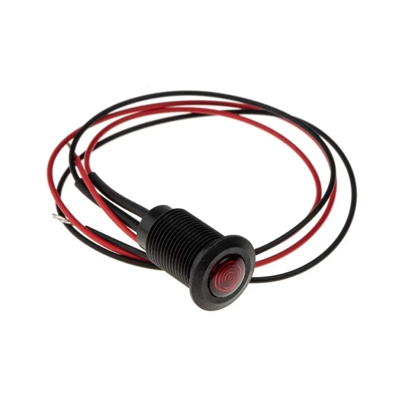 Oxley Red LED Panel Mount Indicator 10.2 mm Mount Hole, IP66 Sealed, 230V AC, Flying Lead Termination OXL/CLH/100/230/FL30/AL