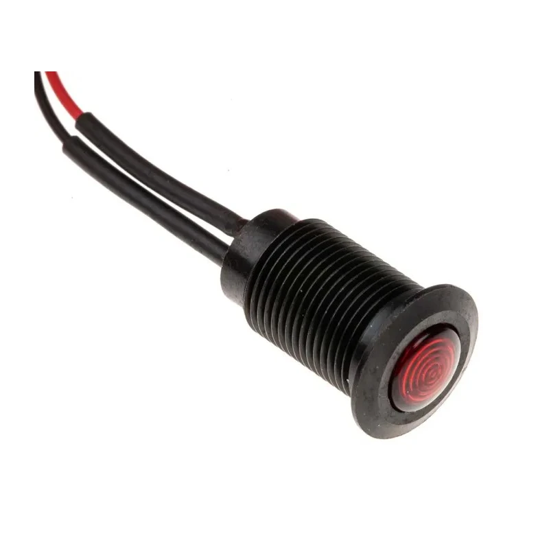 Oxley Red LED Panel Mount Indicator 10.2 mm Mount Hole, IP66 Sealed, 230V AC, Flying Lead Termination OXL/CLH/100/230/FL30/AL