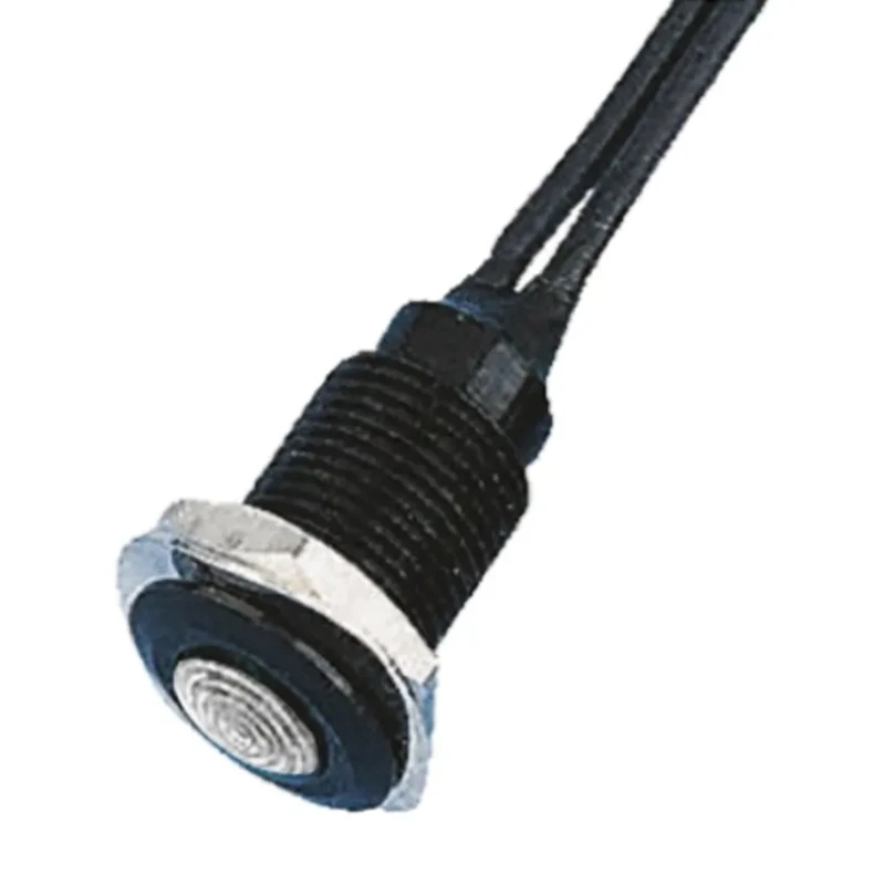 Oxley White LED Panel Mount Indicator, 10.2 mm Mount Hole, Flying Lead Termination, IP66, 230V AC OXL/CLH/100/230/FL30/WE
