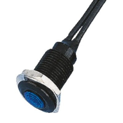 Oxley Blue LED Panel Mount Indicator, 10.2 mm Mount Hole, IP66 Sealed, 230V AC, Flying Lead OXL/CLH/100/230/FL30/BE