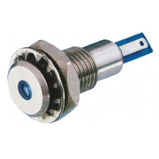 Bulgin Blue Panel Mount Indicator, 12V dc, 25mA, Solder Tab Termination, IP67 Rated, Recessed Bezel DX0505/BL/12