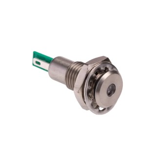 Bulgin DX Series Green Panel Mount Indicator 12V DC 25mA Solder Tab Termination IP67 Recessed DX0505/GN/12