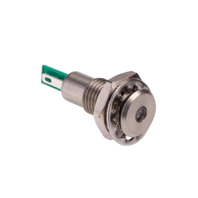 Bulgin DX Series Green Panel Mount Indicator 12V DC 25mA Solder Tab Termination IP67 Recessed DX0505/GN/12