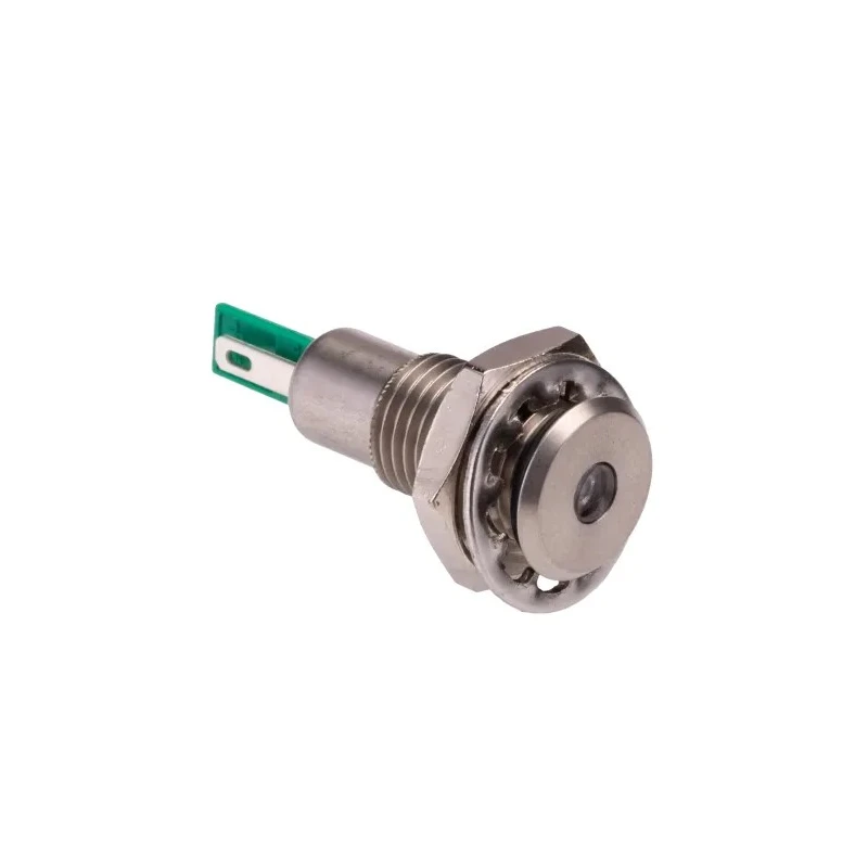 Bulgin DX Series Green Panel Mount Indicator 12V DC 25mA Solder Tab Termination IP67 Recessed DX0505/GN/12