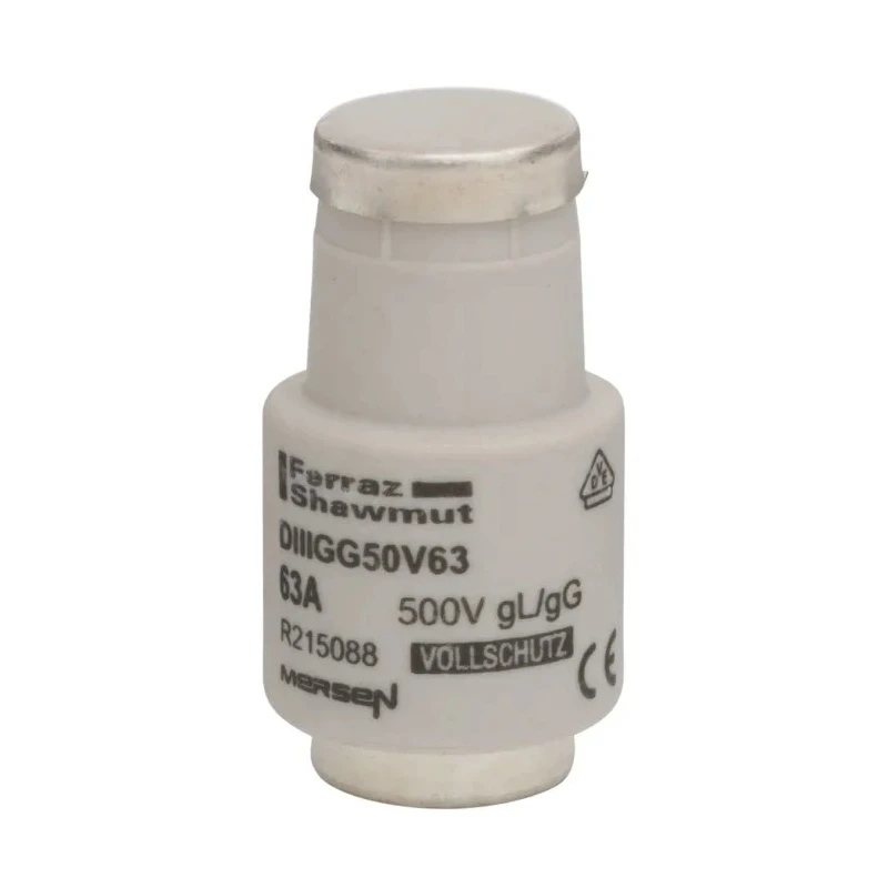 Mersen 63A 500V D3 Diazed Fuse, Ceramic Body, Copper Cap, E33 Thread Size R215088 / DIIIGG50V63