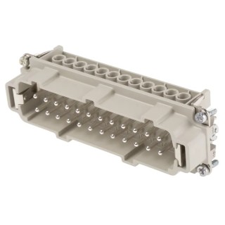 EPIC Heavy Duty Power Connector Insert, 16A Current Rating, 600V Voltage, 24 Contacts, Male, H-BE Series 10196000