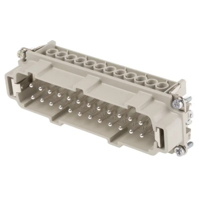 EPIC Heavy Duty Power Connector Insert, 16A Current Rating, 600V Voltage, 24 Contacts, Male, H-BE Series 10196000