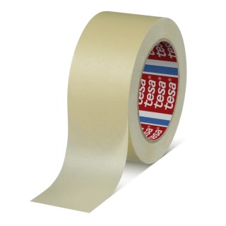 Tesa Yellow 4329 PV1 Masking Tape Paper Backing Natural Rubber Adhesive 50mm x 50m 0.13mm Thickness Model 04329-00005-01