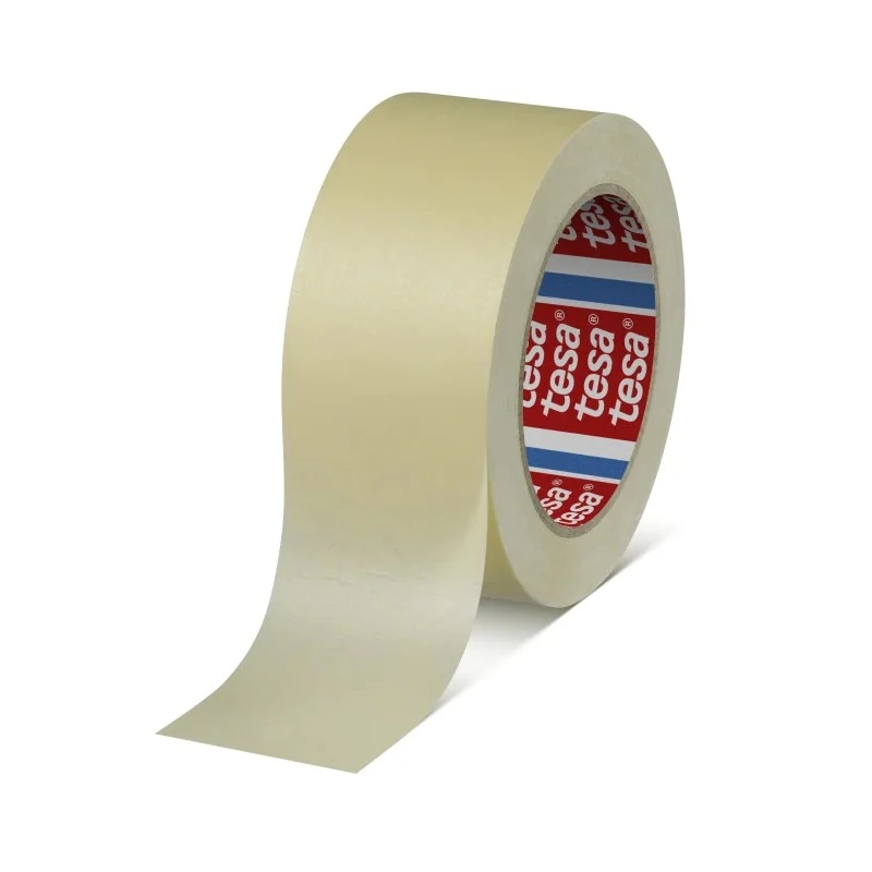 Tesa Yellow 4329 PV1 Masking Tape Paper Backing Natural Rubber Adhesive 50mm x 50m 0.13mm Thickness Model 04329-00005-01