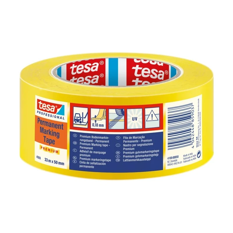 Tesa Yellow Lane Marking Tape 50mm Width 33m Length 0.18mm Thickness 04169-00058-94