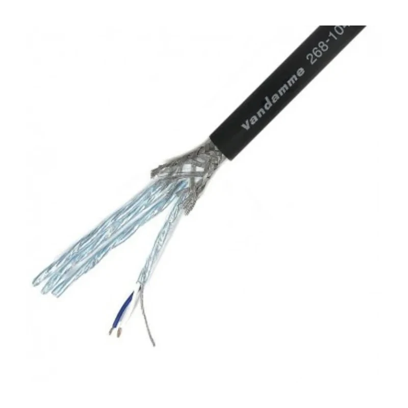 Van Damme Screened Audio Cable 9.6 mm OD, 25 m Length, 250V, Oxygen-Free Copper Conductor, Black Jacket 268-104-000