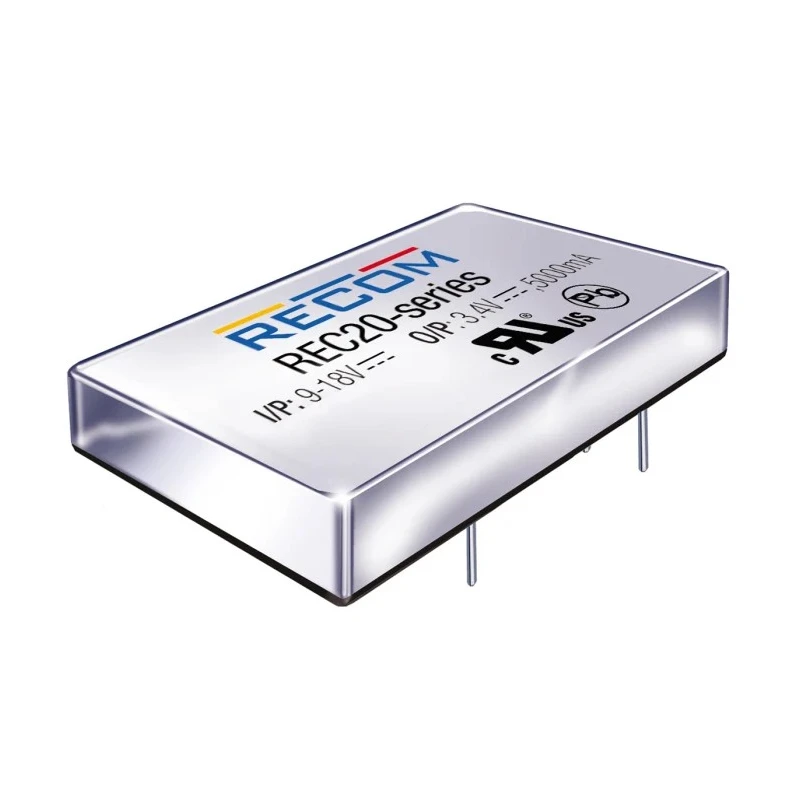 Recom DC/DC Converter 15V dc 1.34A 24V dc Input 13.5V Input 20W Through Hole REC20