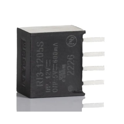 Recom DC/DC Converter 5V 660mA 12V Input 3W Through Hole SIP-4 Package RI3-1205S
