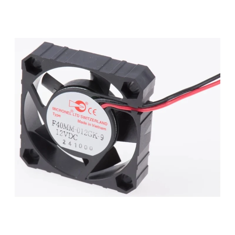 Micronel F40 Series Ultra Slim Circular Sleeve Bearing Axial Fan, 12V DC, 600 mW, 5800 RPM, 40mm Frame F40MM-012GK-9