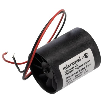 Micronel D300L Series Axial Fan 24V DC 530mW 8.76 m³/h 13750 RPM Sleeve Bearing Circular Frame D301L-024GK-2
