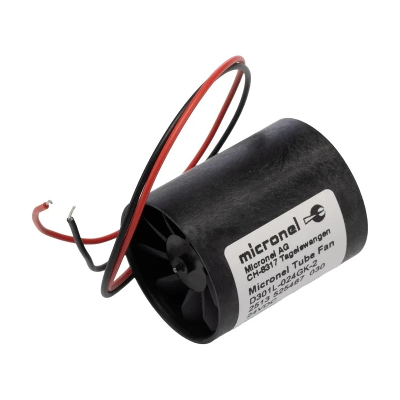 Micronel D300L Series Axial Fan 24V DC 530mW 8.76 m³/h 13750 RPM Sleeve Bearing Circular Frame D301L-024GK-2