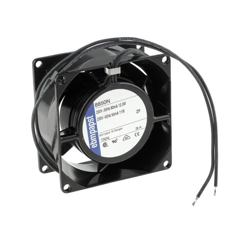 ebm-papst 8000 N Series AC Sleeve Bearing Axial Fan 230V AC, 12.5W, 37 m³/h, 2150 RPM, IP65, 80x80x38 mm IP65