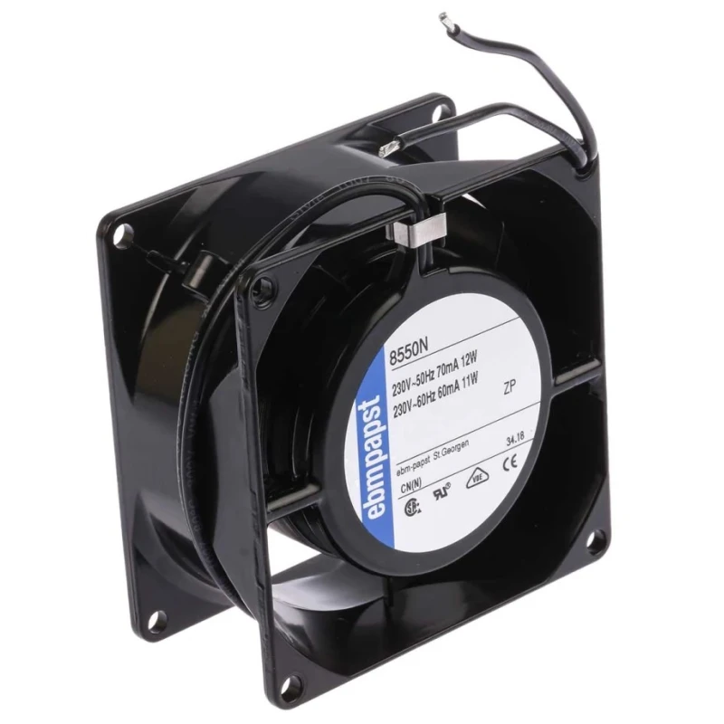 ebm-papst 8000 N Series AC Sleeve Bearing Axial Fan Kit 230V AC 12W 2700 RPM 50 m³/h IP20 80x80x38 mm 