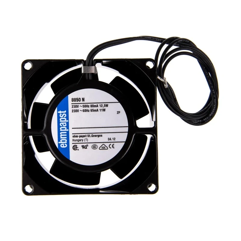 ebm-papst 8000 N Series AC Sleeve Bearing Axial Fan 230V AC, 12.5W, 37 m³/h, 2150 RPM, IP65, 80x80x38 mm IP65