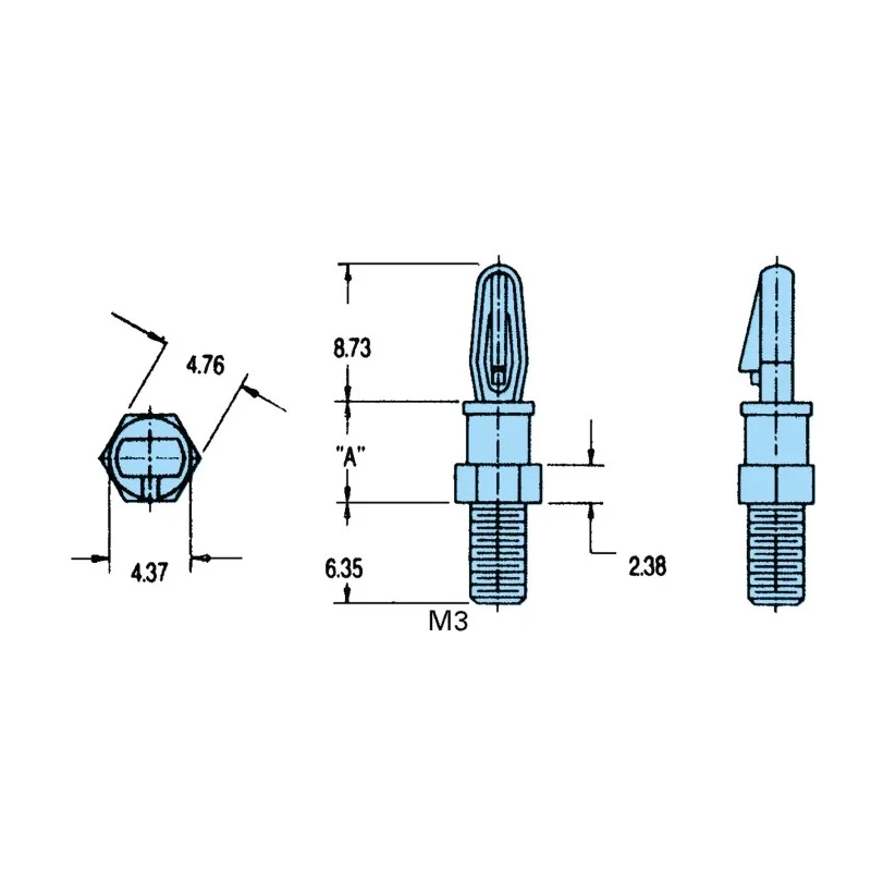 Essentra Nylon PCB Spacer Studded Fixing Spacer M3 Thread Size 6.4mm Stud Length MSCBSM-M3-10-01