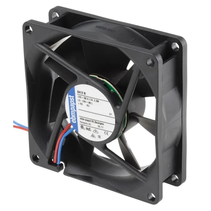 ebm-papst 8400 N Series Axial Fan 12V DC 2W 170mA Max 69m³/h IP68 80x80x25mm 