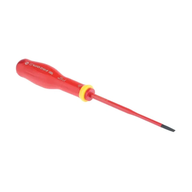 Facom Insulated Screwdriver with 3.5 mm Tip and 100 mm Blade, Bi-Material Grip, VDE 1000V Approved AT3.5X100TVE