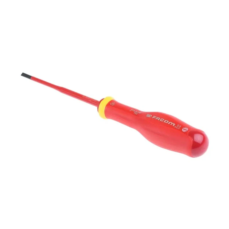 Facom Insulated Screwdriver with 3.5 mm Tip and 100 mm Blade, Bi-Material Grip, VDE 1000V Approved AT3.5X100TVE