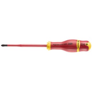 Facom Insulated Screwdriver PH2 Tip 125 mm Blade Polymer Handle Bi-Material Grip VDE 1000V Approved 245mm Overall ATP2X125TVE