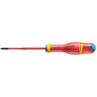 Facom Insulated Screwdriver with PZ1 Tip, 100 mm Blade, Polymer Bi-Material Handle, 210 mm Overall Length ATD1X100TVE