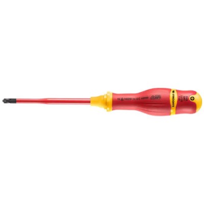Facom Insulated Screwdriver with PH2 Tip, 125 mm Blade Length, 245 mm Overall Length, Polymer Bi-Material ATPB2X125TVE