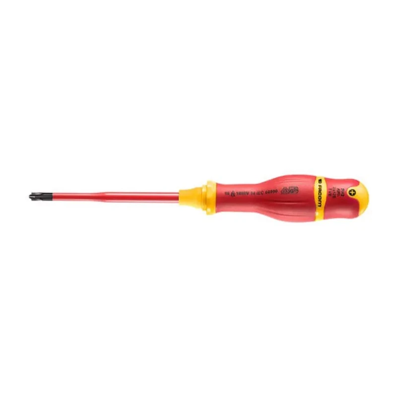 Facom Insulated Screwdriver with PH2 Tip, 125 mm Blade Length, 245 mm Overall Length, Polymer Bi-Material ATPB2X125TVE