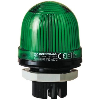Werma EM 801 Series Green Panel Mount LED Beacon 24V AC Steady Light IP65 801.200.68